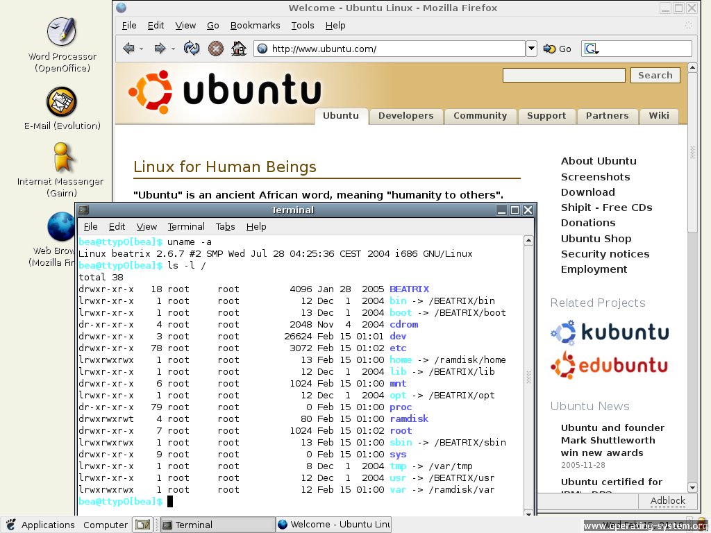 Screenshot: linux beatrixlinux 03